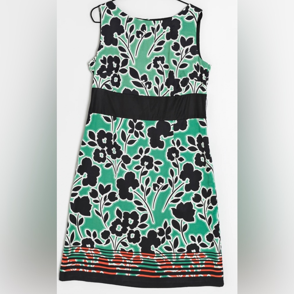 Monsoon UK green red floral print sheath dress US 14 fits Large